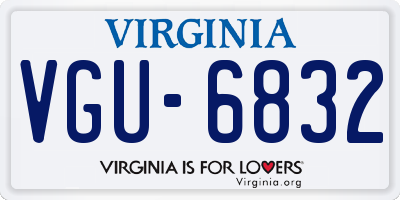 VA license plate VGU6832