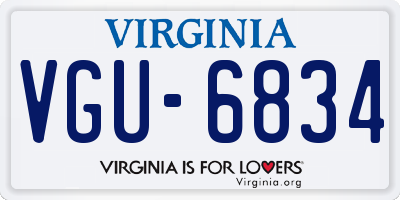 VA license plate VGU6834