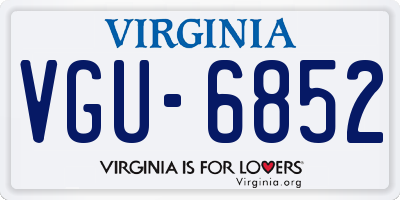 VA license plate VGU6852