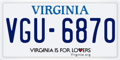 VA license plate VGU6870
