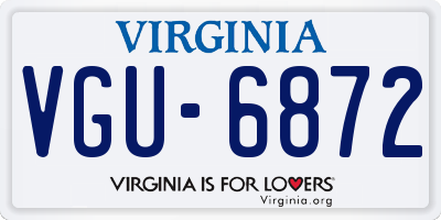 VA license plate VGU6872