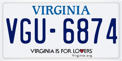VA license plate VGU6874