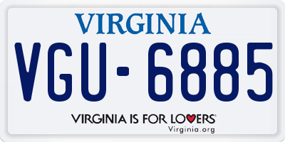 VA license plate VGU6885