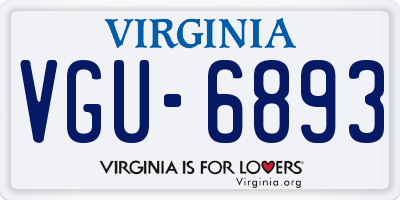 VA license plate VGU6893