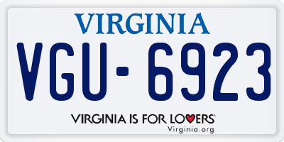 VA license plate VGU6923