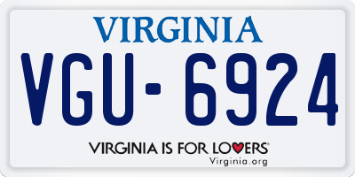 VA license plate VGU6924