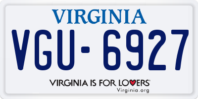 VA license plate VGU6927
