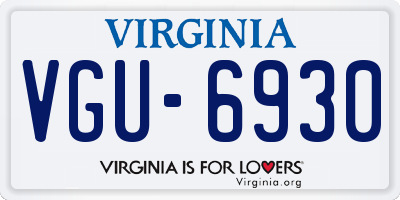 VA license plate VGU6930