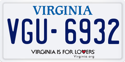 VA license plate VGU6932