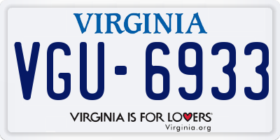 VA license plate VGU6933