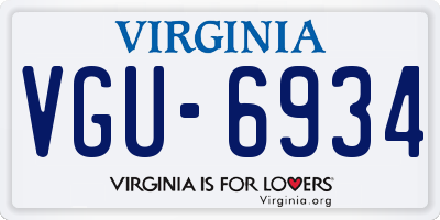 VA license plate VGU6934