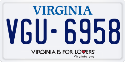 VA license plate VGU6958