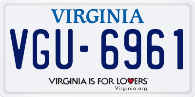 VA license plate VGU6961