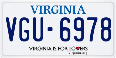 VA license plate VGU6978