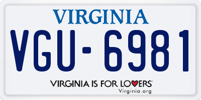 VA license plate VGU6981