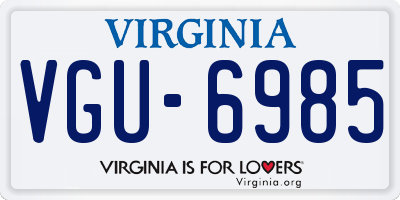 VA license plate VGU6985