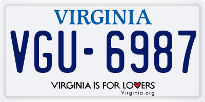 VA license plate VGU6987
