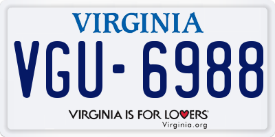 VA license plate VGU6988