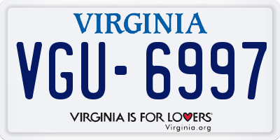 VA license plate VGU6997