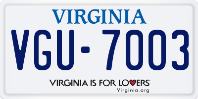 VA license plate VGU7003