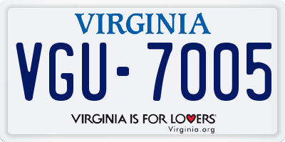 VA license plate VGU7005