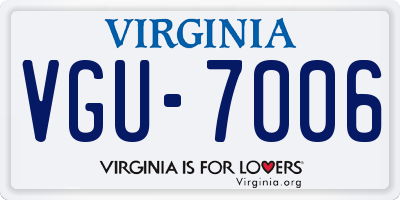VA license plate VGU7006