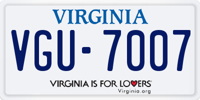 VA license plate VGU7007