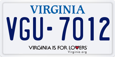 VA license plate VGU7012