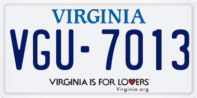 VA license plate VGU7013
