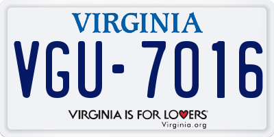 VA license plate VGU7016