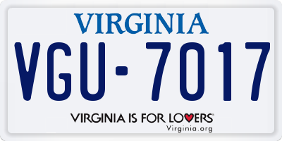 VA license plate VGU7017