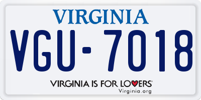 VA license plate VGU7018