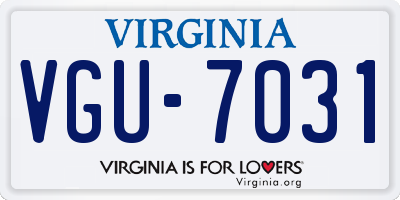 VA license plate VGU7031