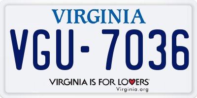 VA license plate VGU7036