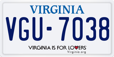 VA license plate VGU7038