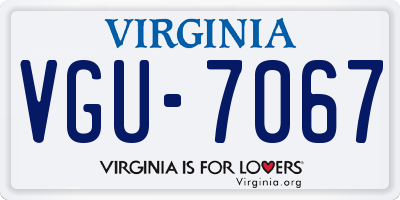 VA license plate VGU7067