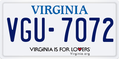 VA license plate VGU7072