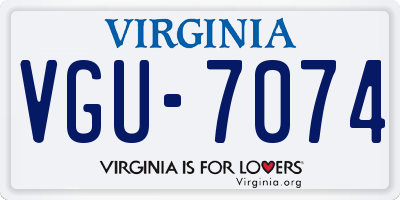 VA license plate VGU7074