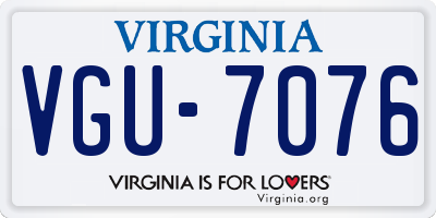 VA license plate VGU7076