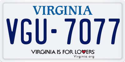 VA license plate VGU7077