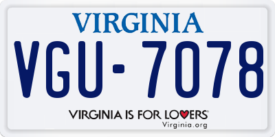 VA license plate VGU7078