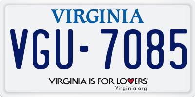 VA license plate VGU7085