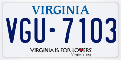 VA license plate VGU7103