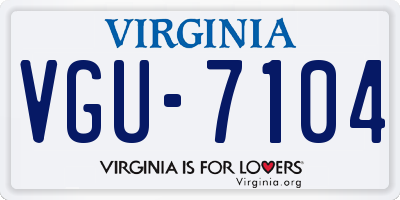 VA license plate VGU7104