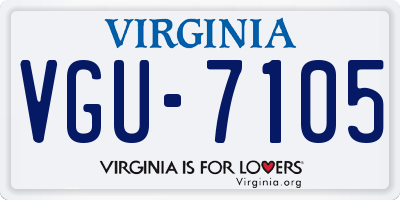 VA license plate VGU7105