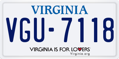 VA license plate VGU7118