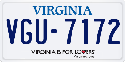 VA license plate VGU7172