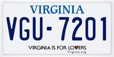 VA license plate VGU7201