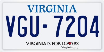 VA license plate VGU7204