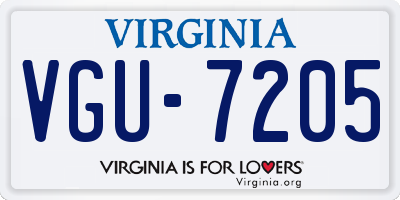 VA license plate VGU7205